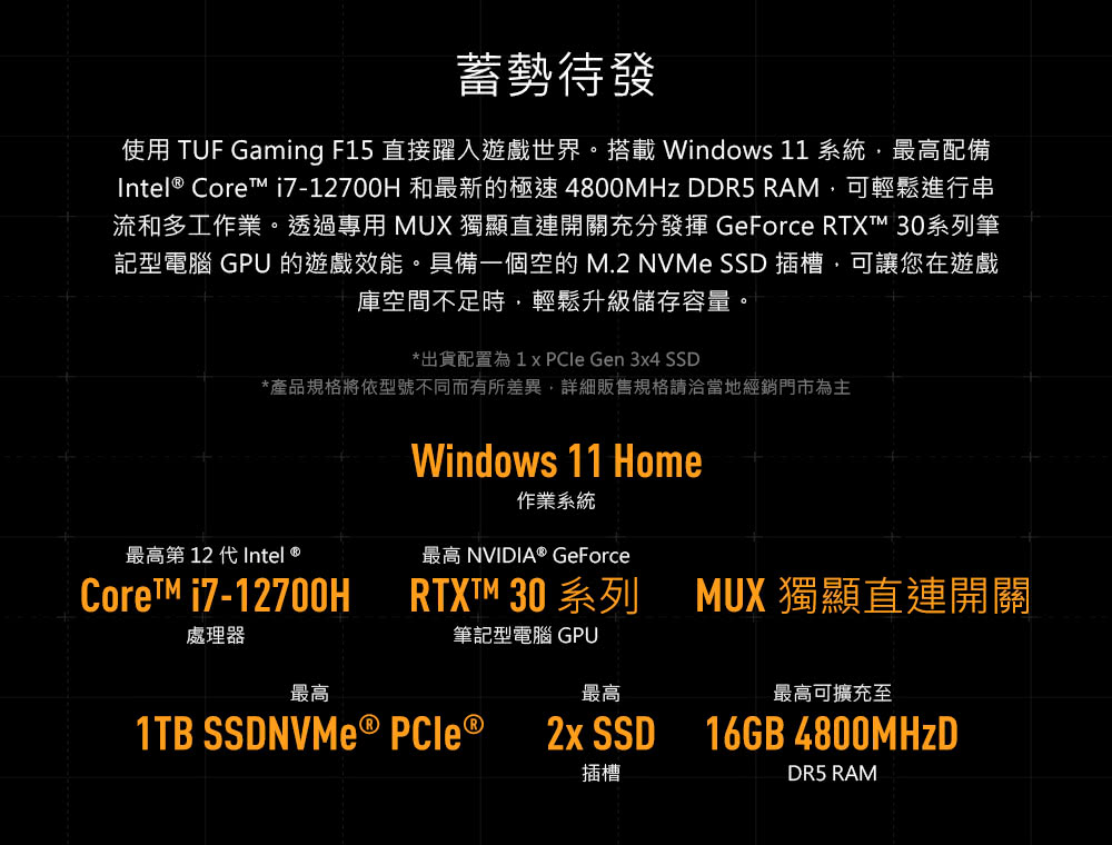 Intel Core i712700H 和最新的極速4800MHz DDR5 RAM,可輕鬆進行串