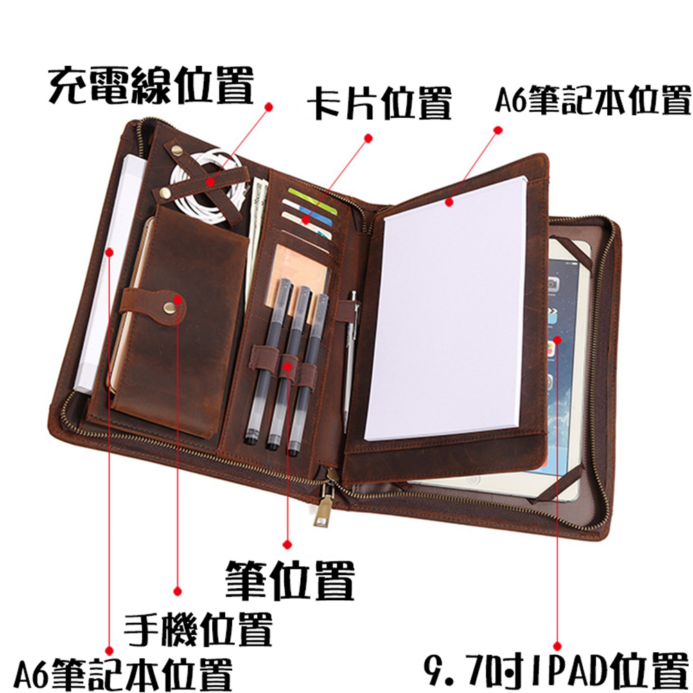 充電線位置, 卡片位置 A6筆記本位置 筆位置 手機位置 A6筆記本位置 9. 7吋IPAD位置 