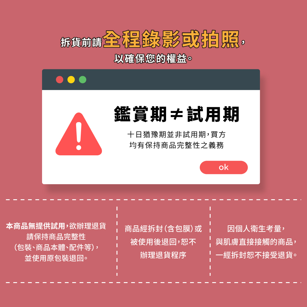 本商品無提供試用,欲辦理退貨