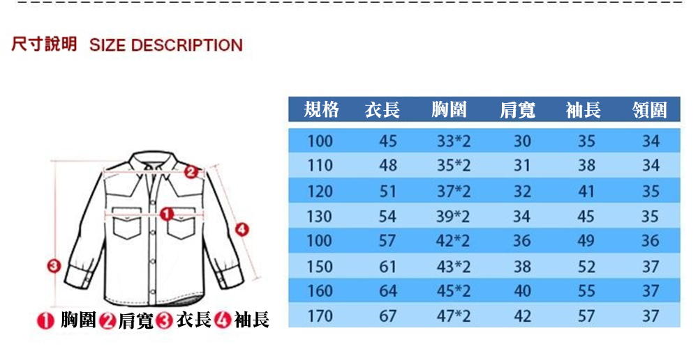 尺寸說明 SIZE DESCRIPTION