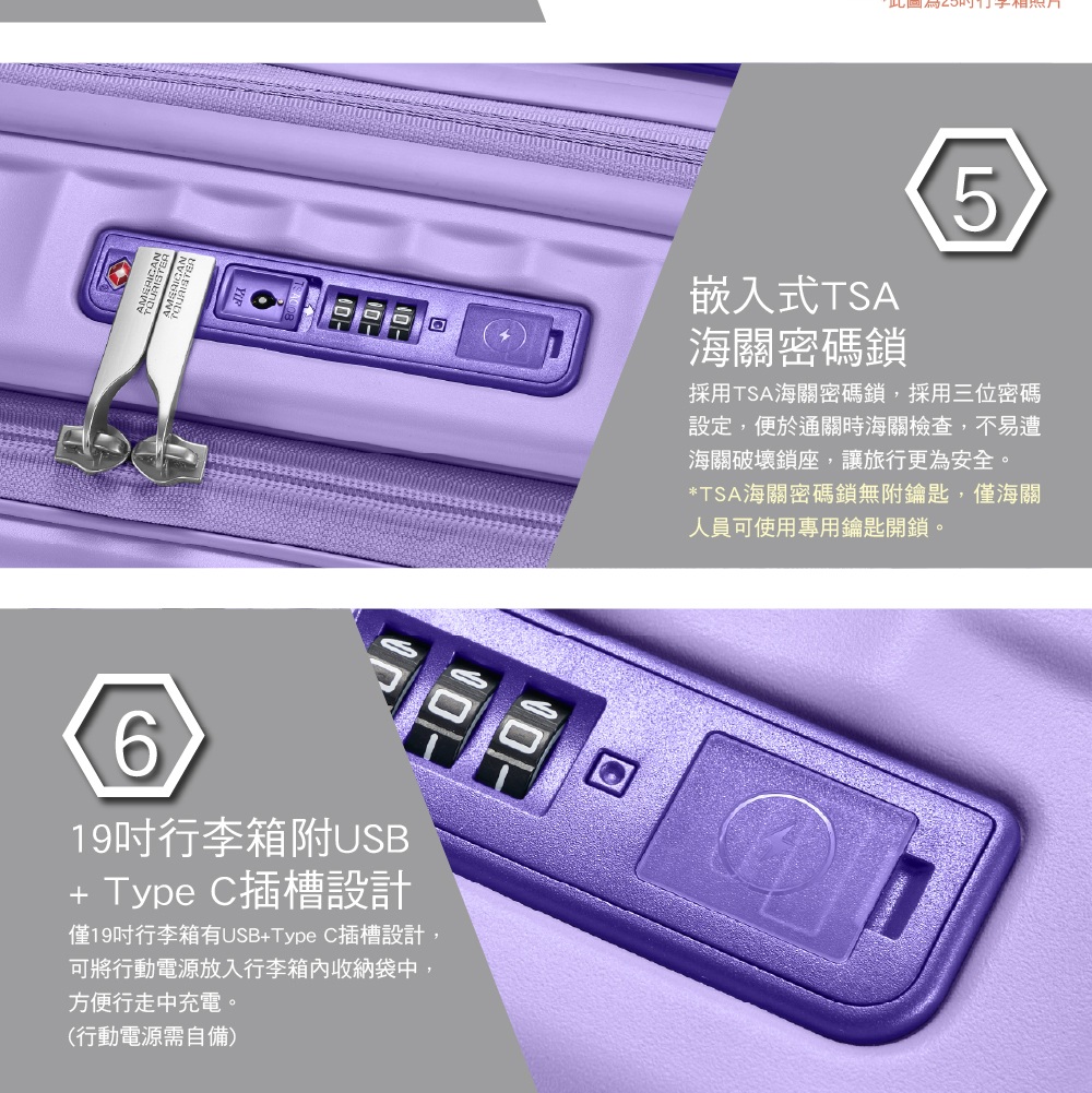僅19吋行李箱有USBType C插槽設計,