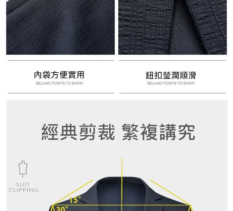 內袋方便實用 經典剪裁 繁複講究 鈕扣瑩潤順滑 
