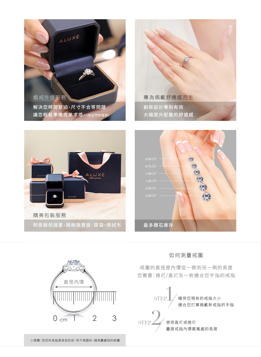 小提醒若您的戒指是其他形狀,而不是圆形,請測量最短的距離