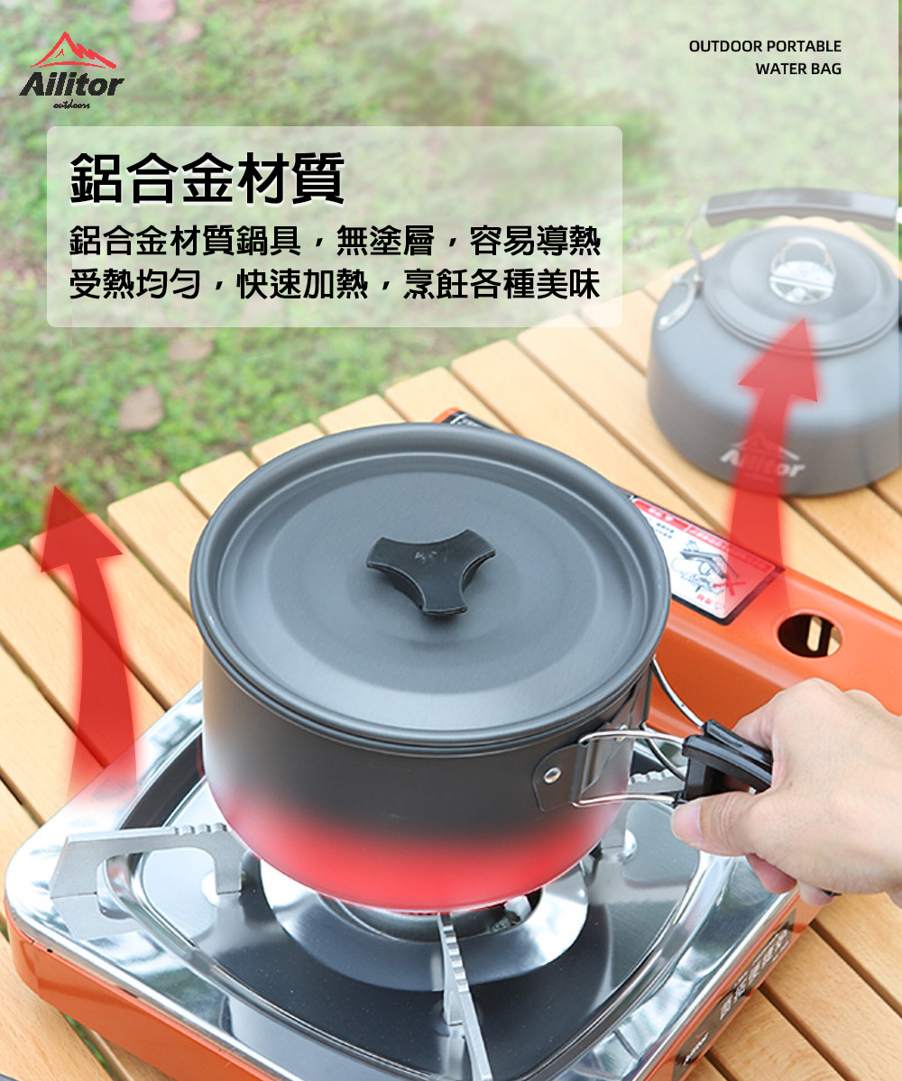 鋁合金材質 鋁合金材質鍋具,無塗層,容易導熱 受熱均勻,快速加熱,烹飪各種美味