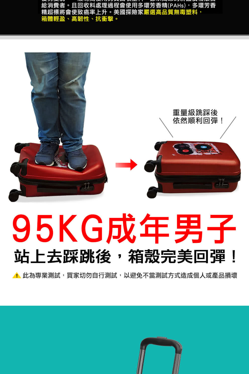 1 此為專業測試,買家切勿自行測試,以避免不當測試方式造成個人或產品損壞