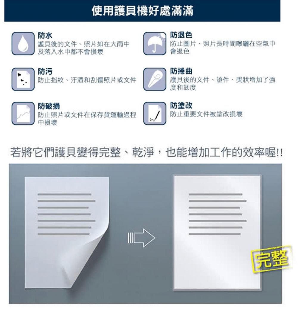 若將它們護貝變得完整、乾淨,也能增加工作的效率喔