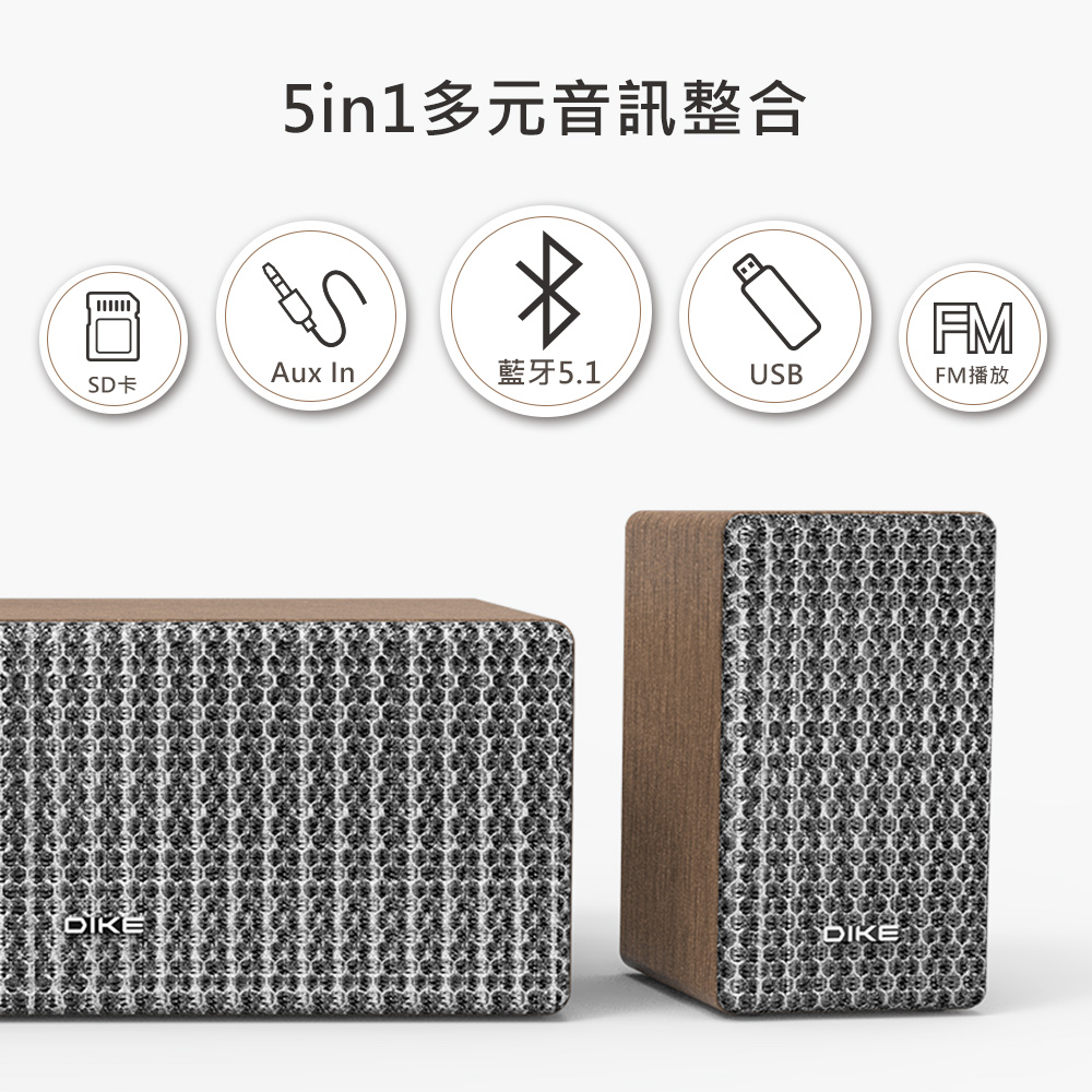 SD卡 5in1多元音訊整合 藍牙5.1 FM播放 