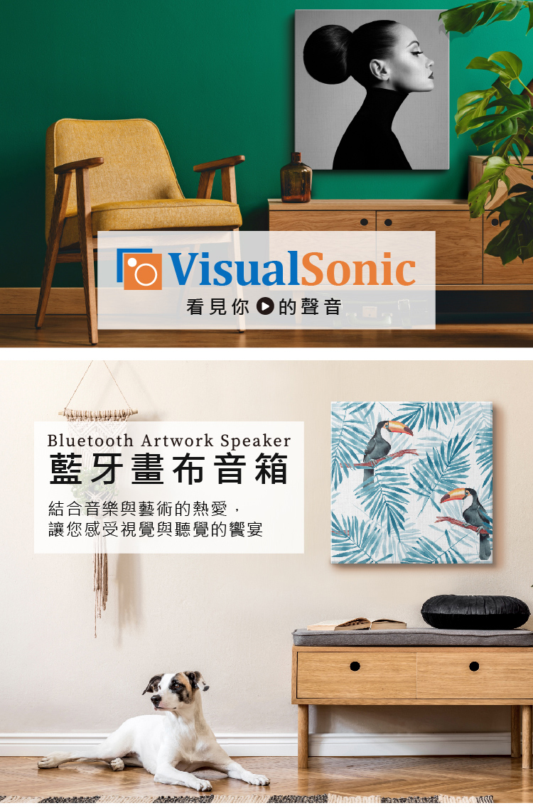 看見你的聲音 藍牙畫布音箱 結合音樂與藝術的熱愛, 讓您感受視覺與聽覺的饗宴 