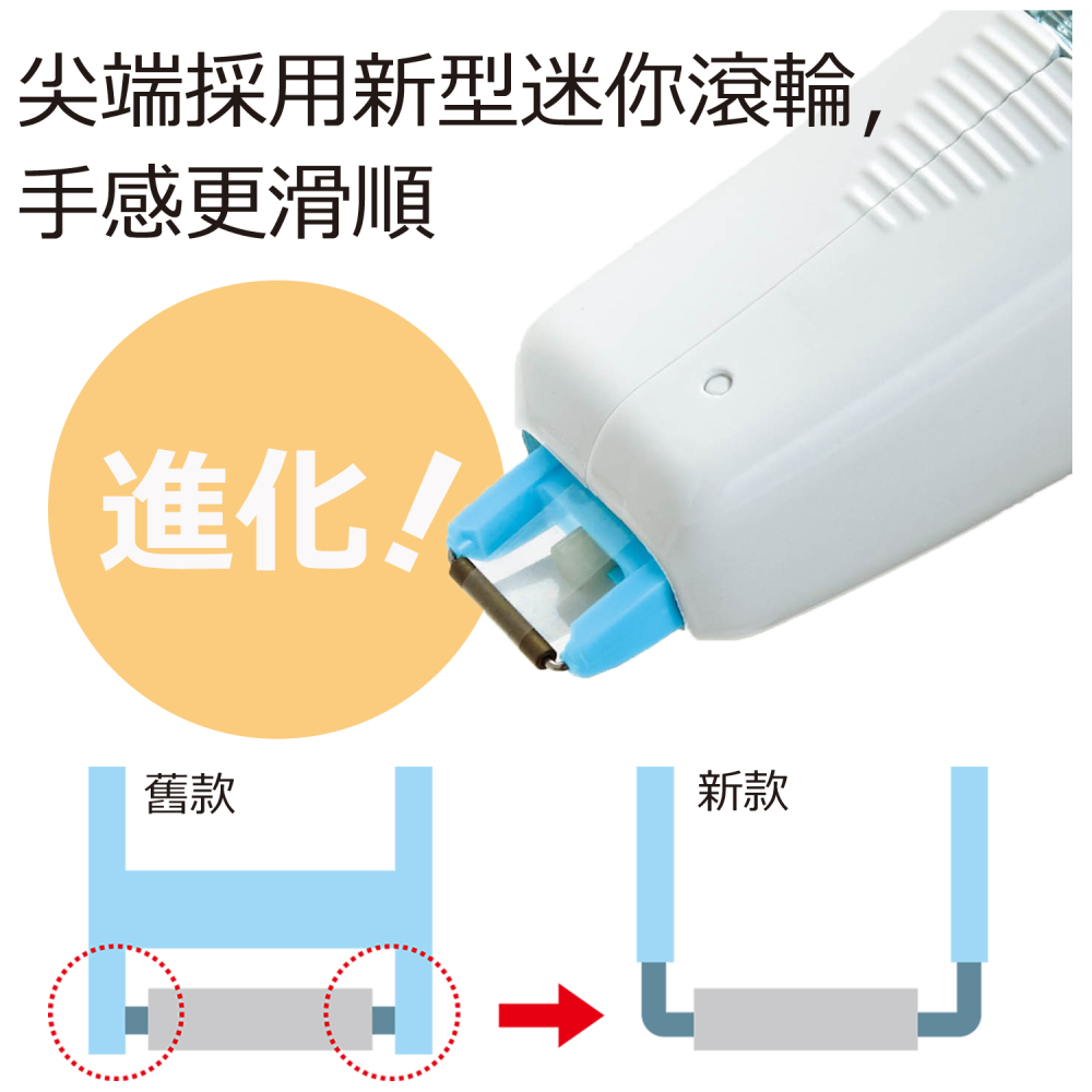 尖端採用新型迷你滾輪, 手感更滑順 進化 舊款 新款 