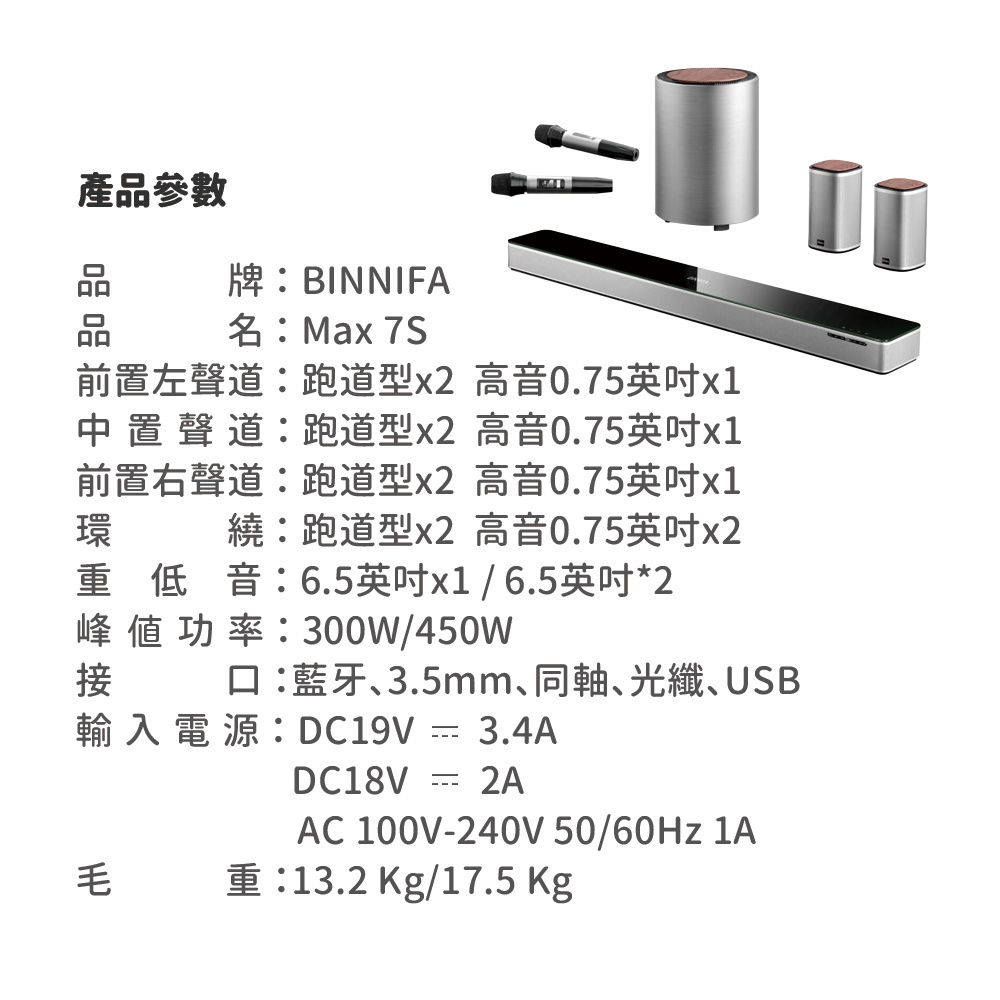 前置左聲道跑道型x2 高音0.75英吋x1