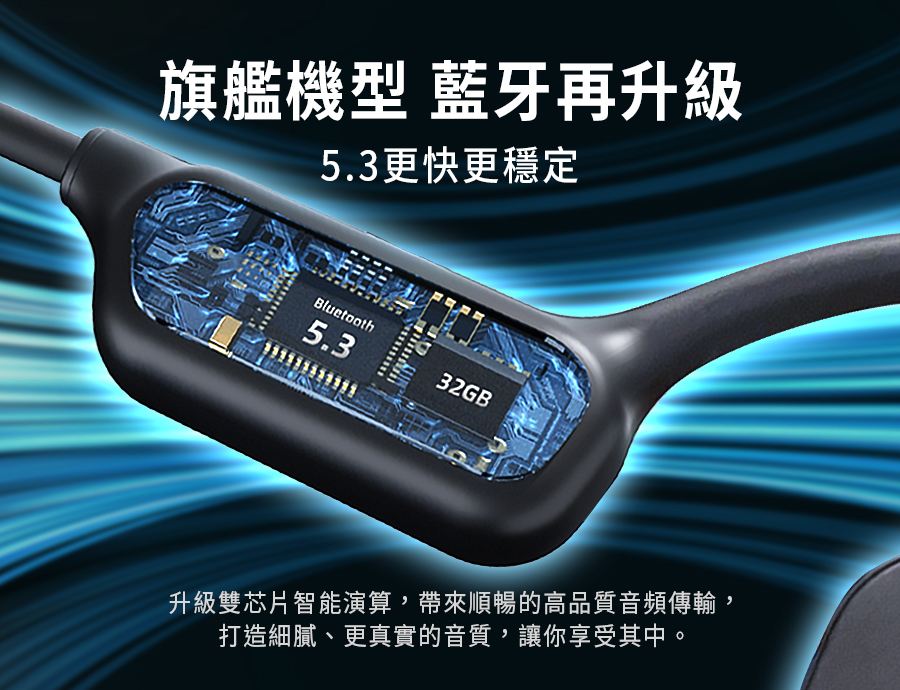 旗艦機型 藍牙再升級 5.3更快更穩定 升級雙芯片智能演算,帶來順暢的高品質音頻傳輸, 打造細膩、更真實的音質,讓你享受其中。 
