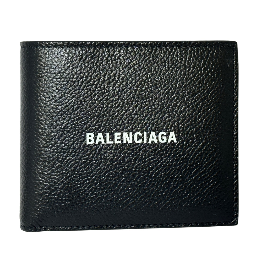 Balenciaga 巴黎世家 Logo 粒面黑色八卡短夾(