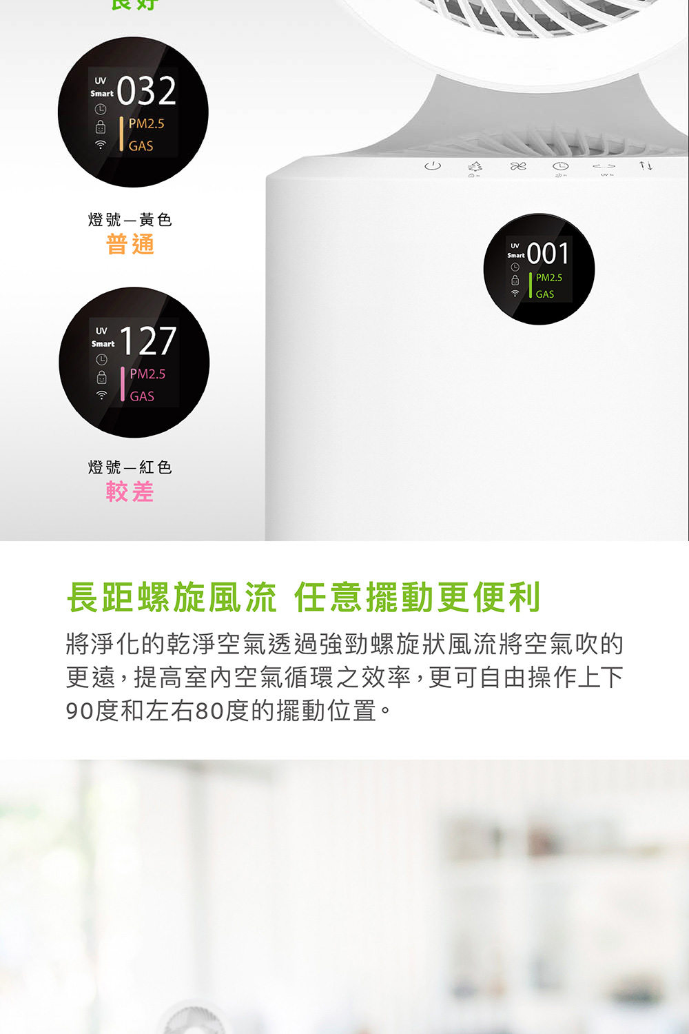 更遠,提高室內空氣循環之效率,更可自由操作上下