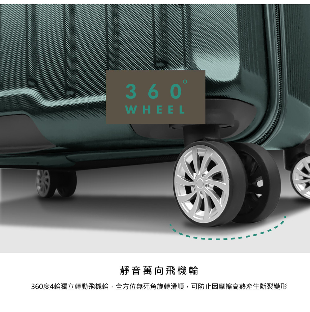 靜音萬向飛機輪 360度4輪獨立轉動飛機輪,全方位無死角旋轉滑順,可防止因摩擦高熱產生斷裂變形 