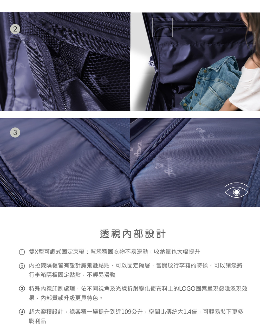 超大容積設計,總容積一舉提升到近109公升,空間比傳統大1.4倍,可輕易裝下更多