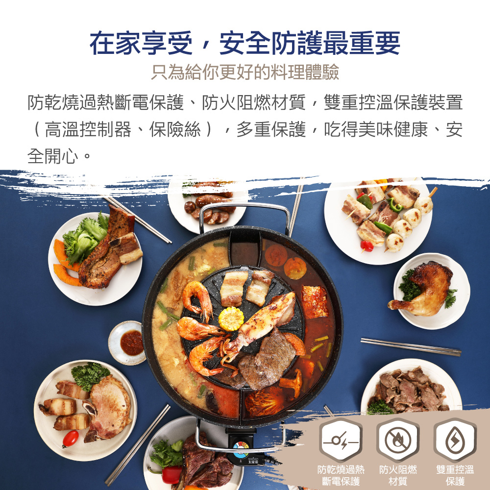 防乾燒過熱斷電保護、防火阻燃材質,雙重控溫保護裝置