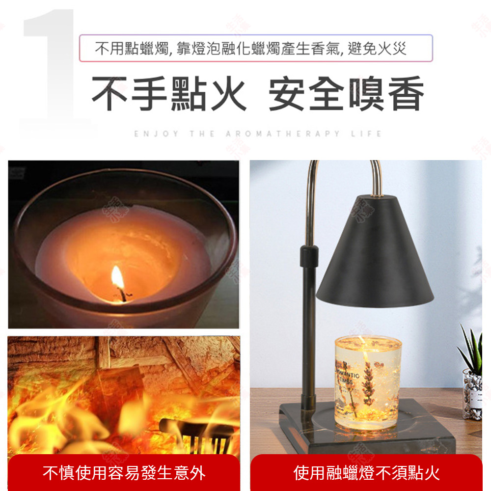 不用點蠟燭,靠燈泡融化蠟燭產生香氣,避免火災 不手點火 安全嗅香 示粥 不慎使用容易發生意外 使用融蠟燈不須點火 