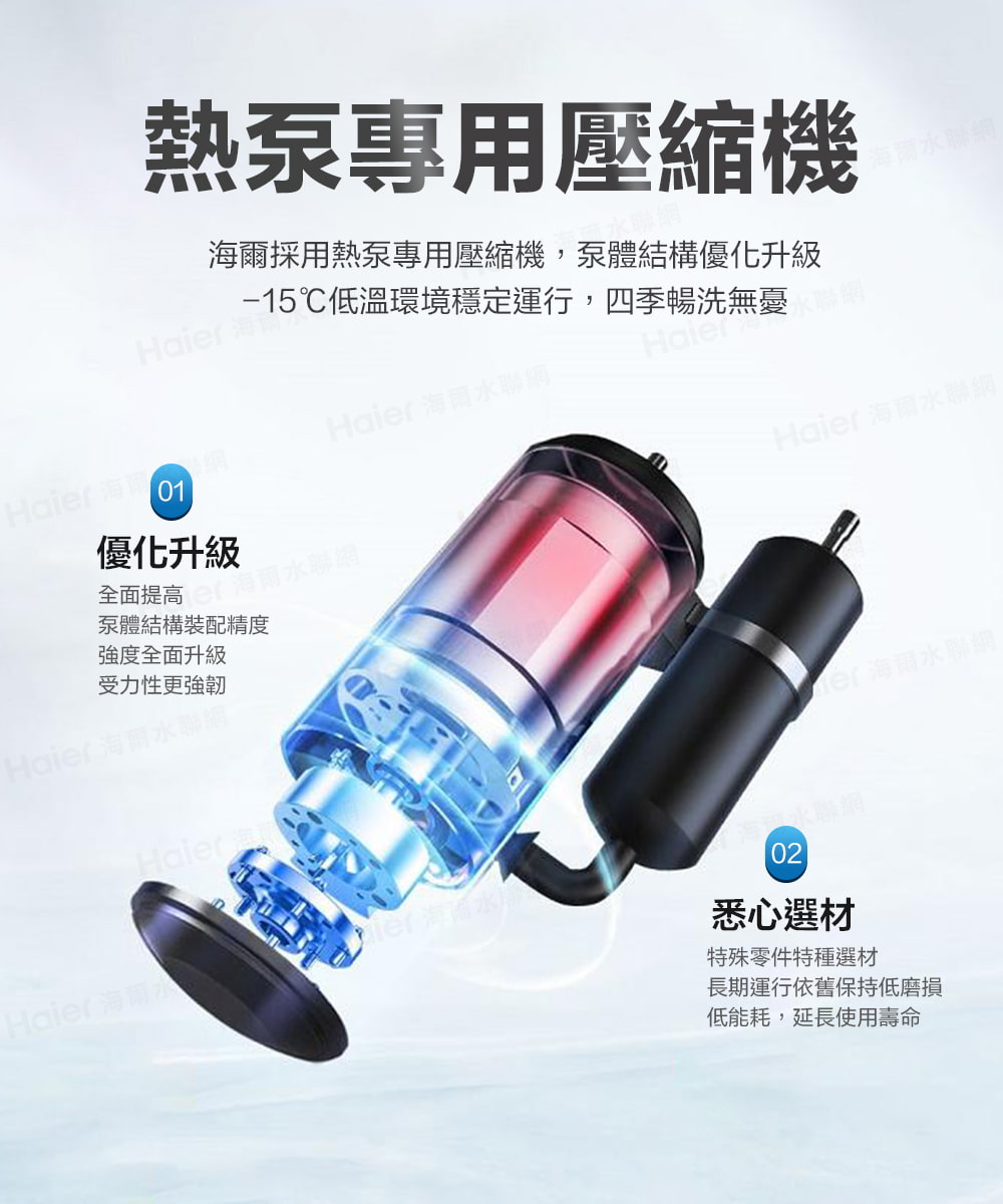海爾採用熱泵專用壓縮機,泵體結構優化升級