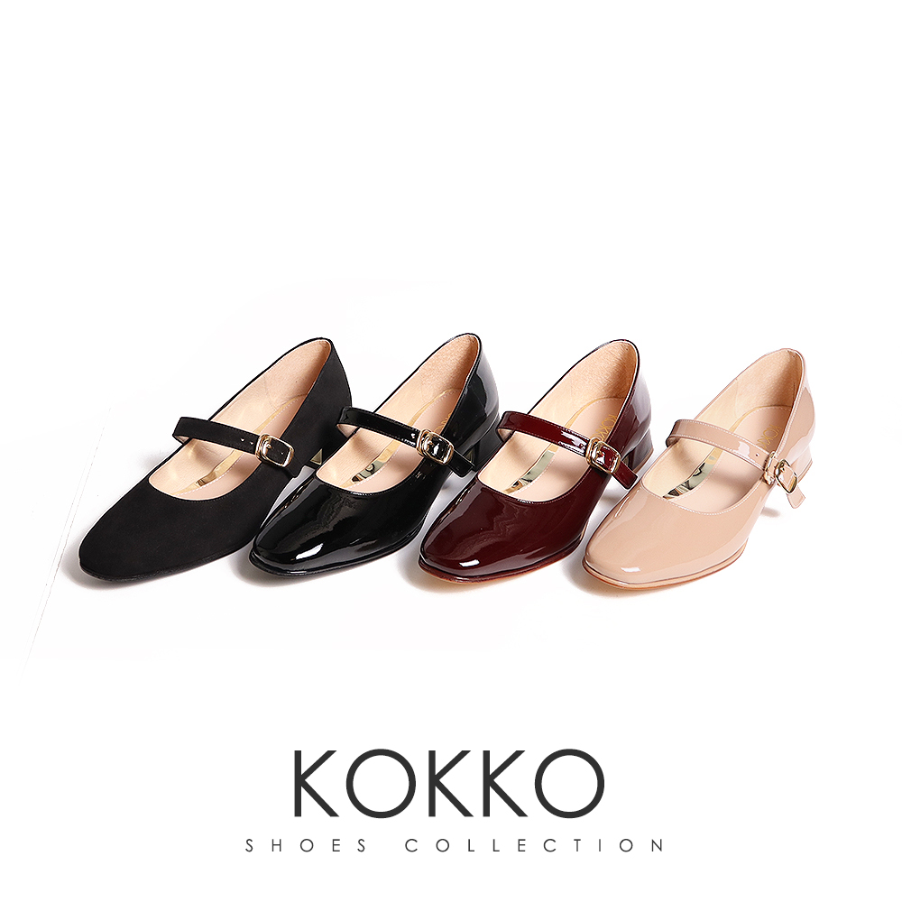 KOKKO 集團 知性瑪莉珍漆皮舒弧低跟鞋(可可色)品牌優惠