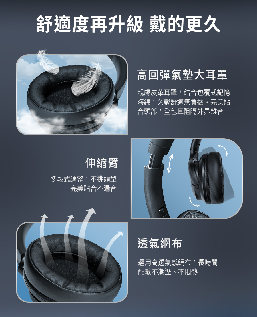 親膚皮革耳罩,結合包覆式記憶