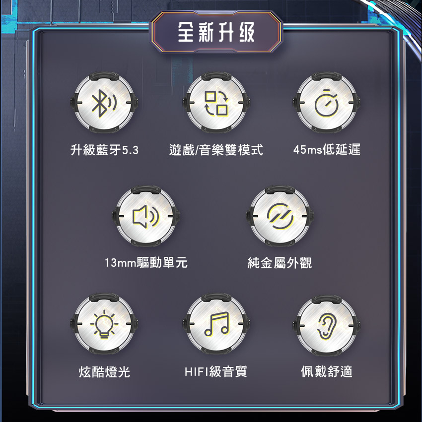 升級藍牙5.3 遊戲音樂雙模式