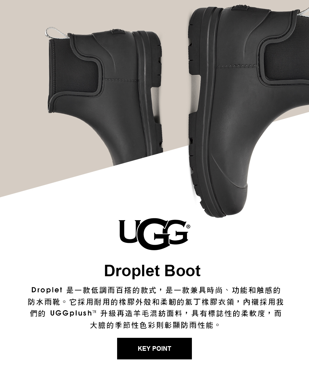 UGG 女鞋/雨鞋/雨靴/厚底鞋/Droplet(黑色-UG