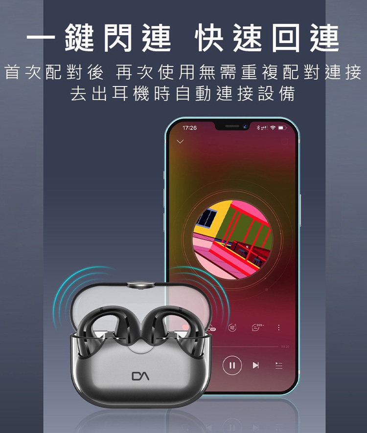 一鍵閃連 快速回連 首次配對後 再次使用無需重複配對連接 去出耳機時自動連接設備 二合一 
