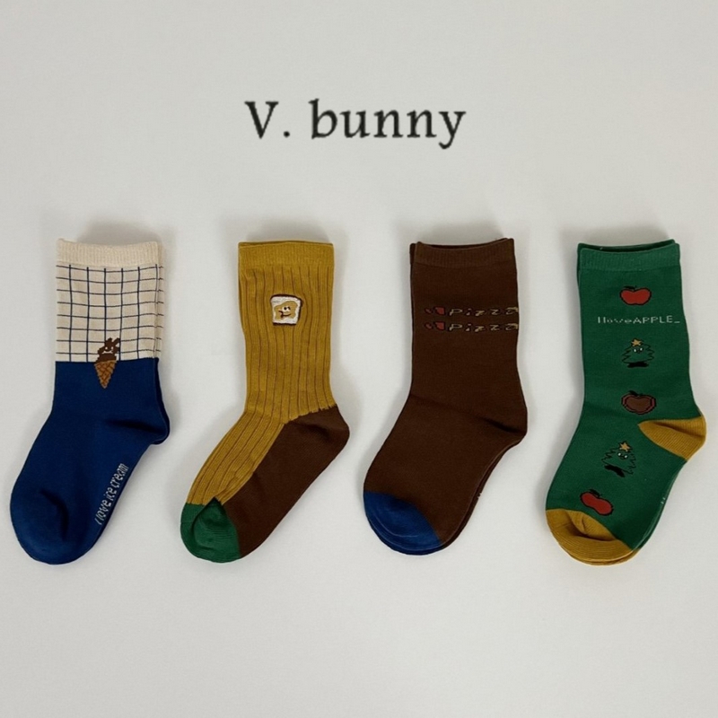 韓國 V.Bunny 男童女童兒童襪短筒襪4雙組 - 冰淇淋