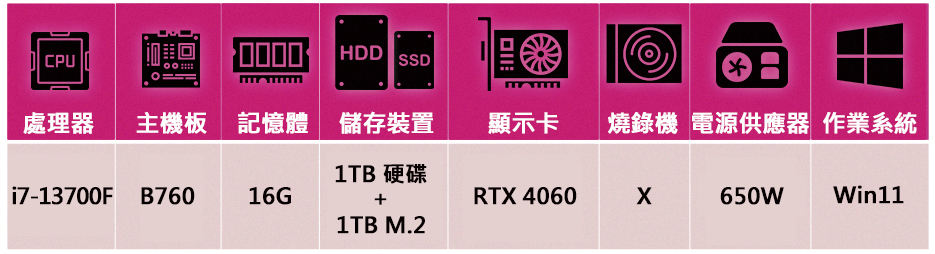 技嘉平台 i7十六核GeForce RTX4060 Win1