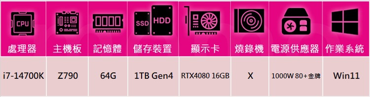 華碩平台 i7廿核GeForce RTX 4080 Win1