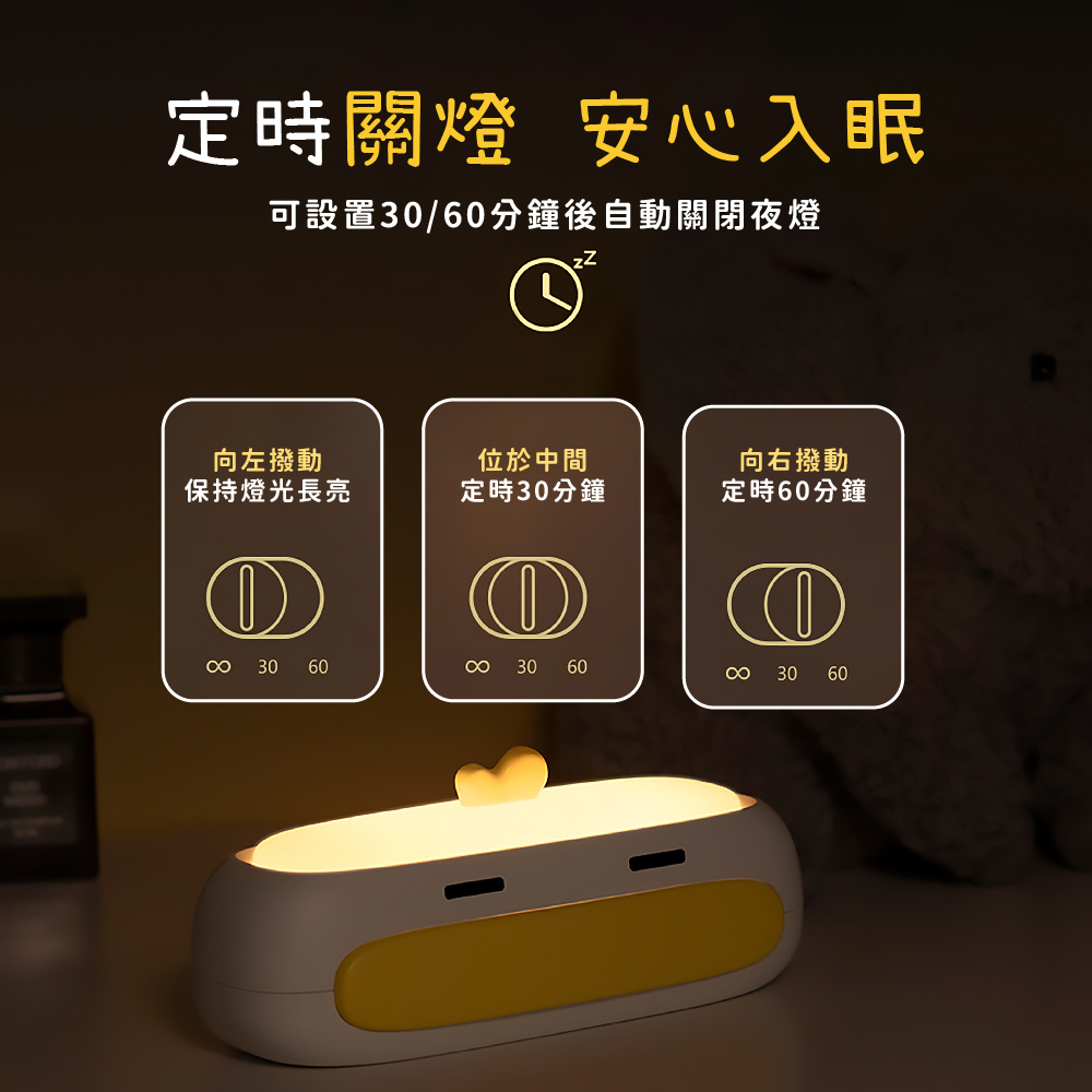 可設置3060分鐘後自動關閉夜燈