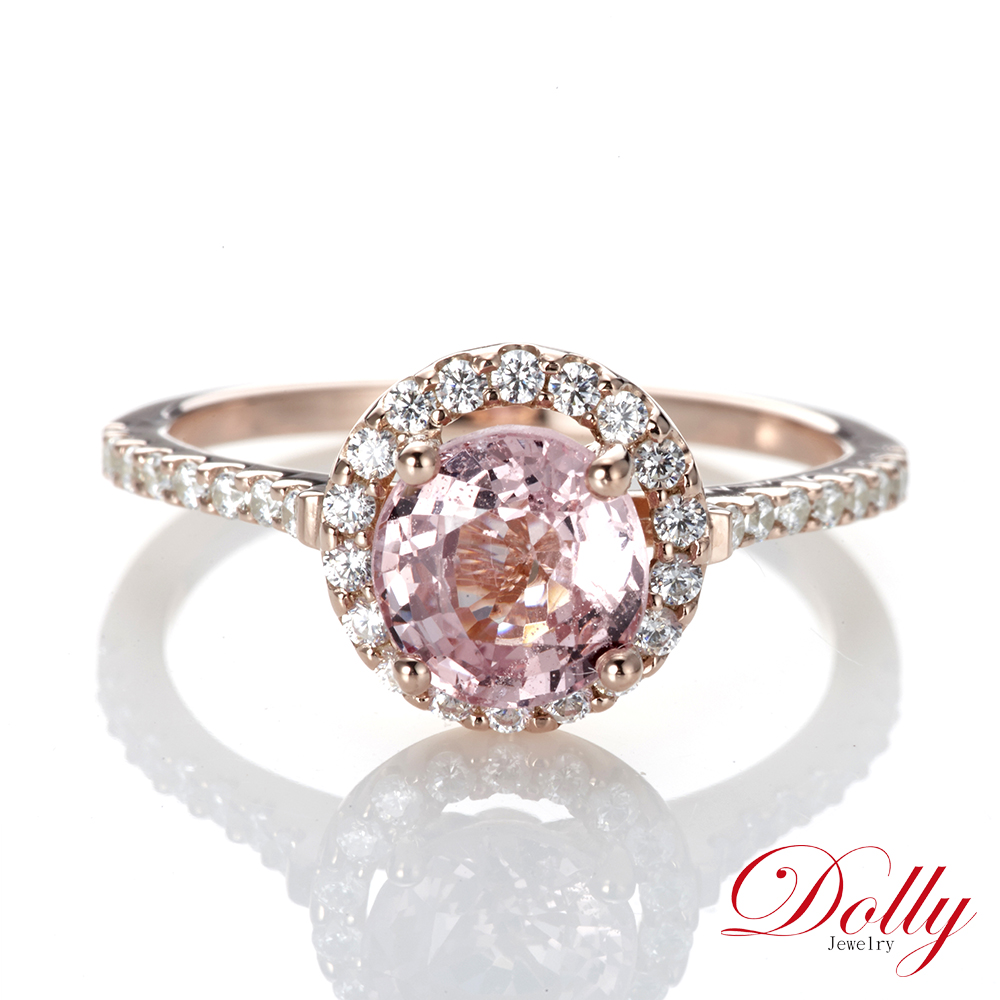 DOLLY 1克拉 18K金天然粉紅尖晶石玫瑰金鑽石戒指(0