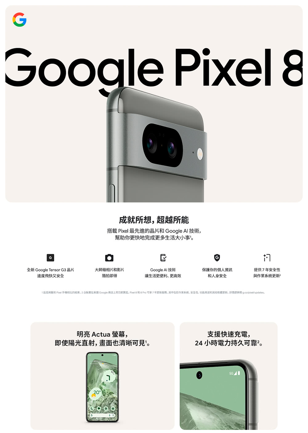 Google Pixel 8 6.2吋(8G/128G)原廠