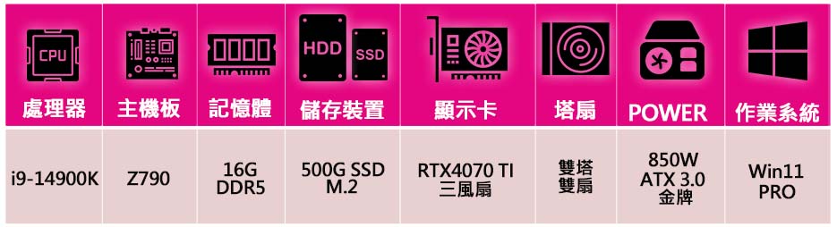 微星平台 i9二四核Geforce RTX4070 TI W