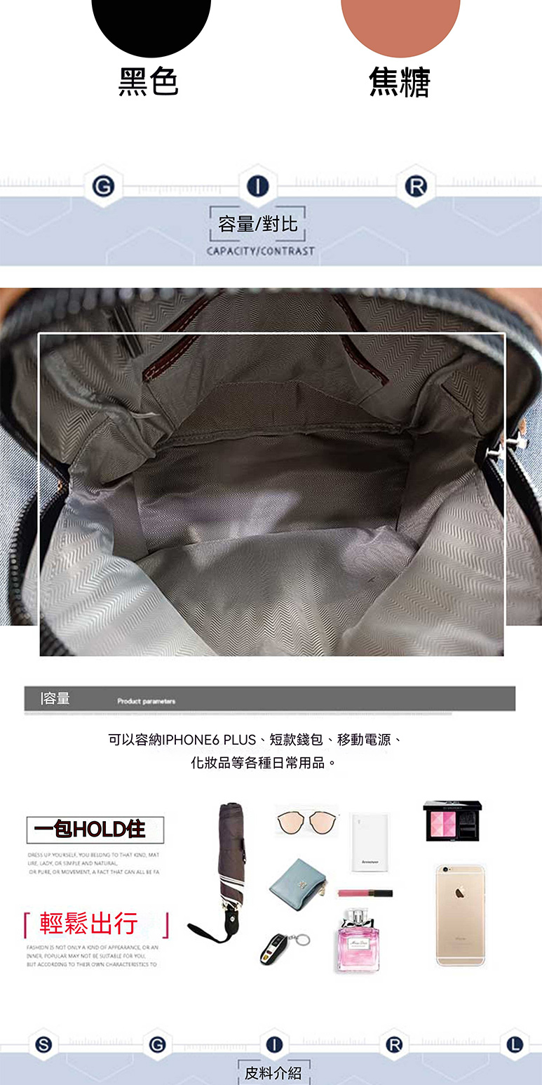 可以容納IPHONE6 PLUS、短款錢包、移動電源、