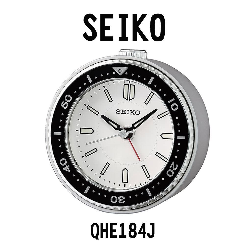 SEIKO 精工 QHE184J 黑圈白面水鬼潮流造型靜音秒