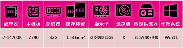 技嘉平台 i7廿核GeForce RTX 4080 Win1