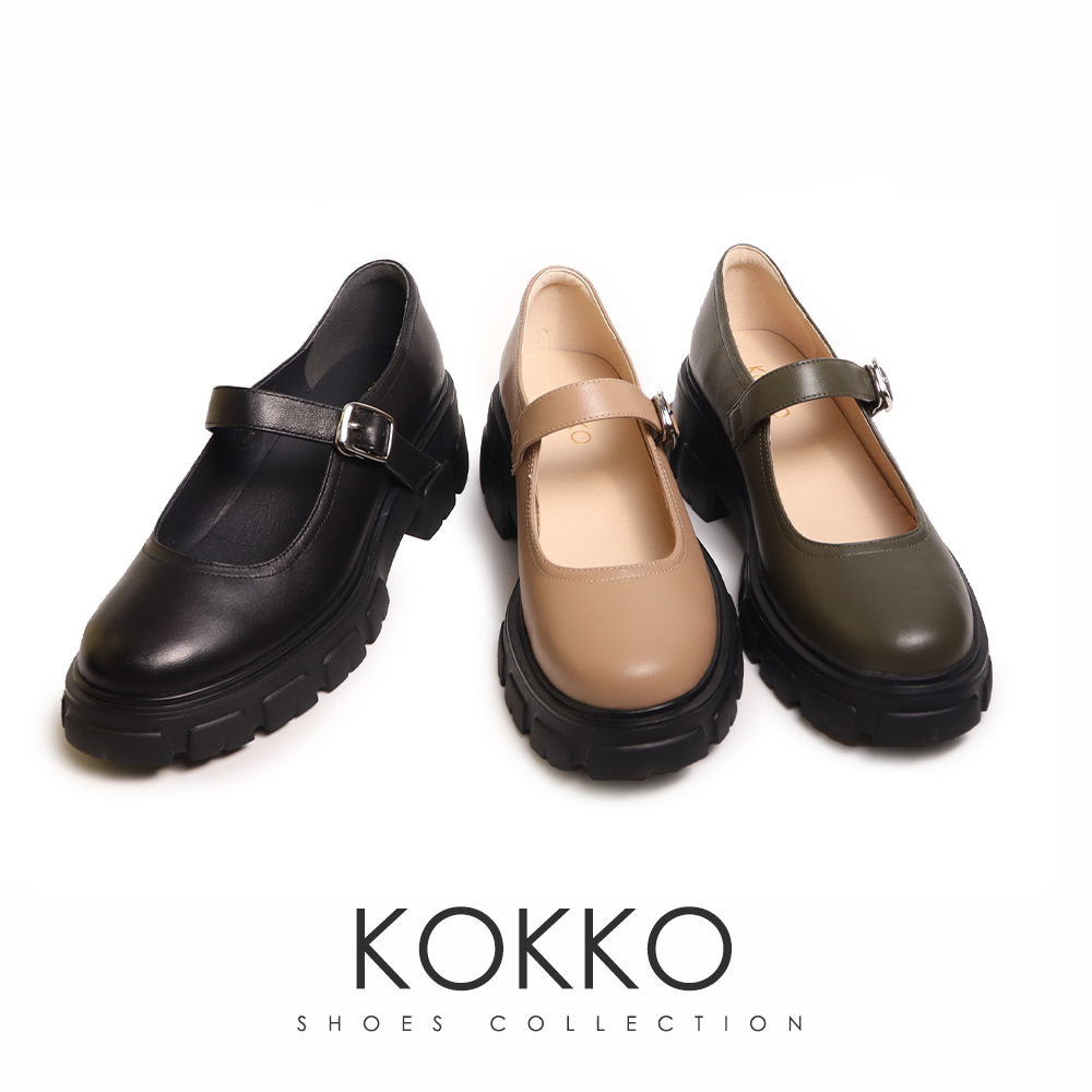 KOKKO 集團 個性輕量厚底圓頭瑪莉珍鞋(駝色) 推薦