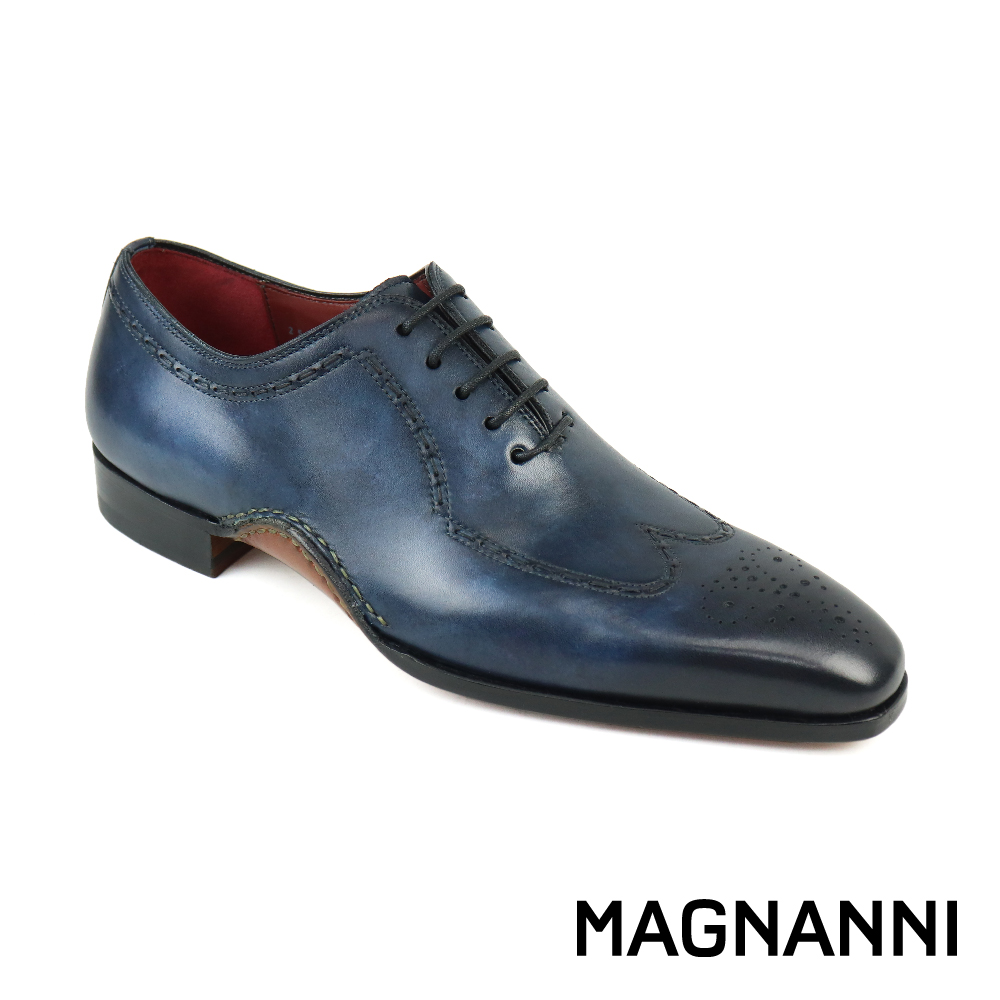 MAGNANNI 西班牙經典翼紋雕花牛津鞋 藍色(25221