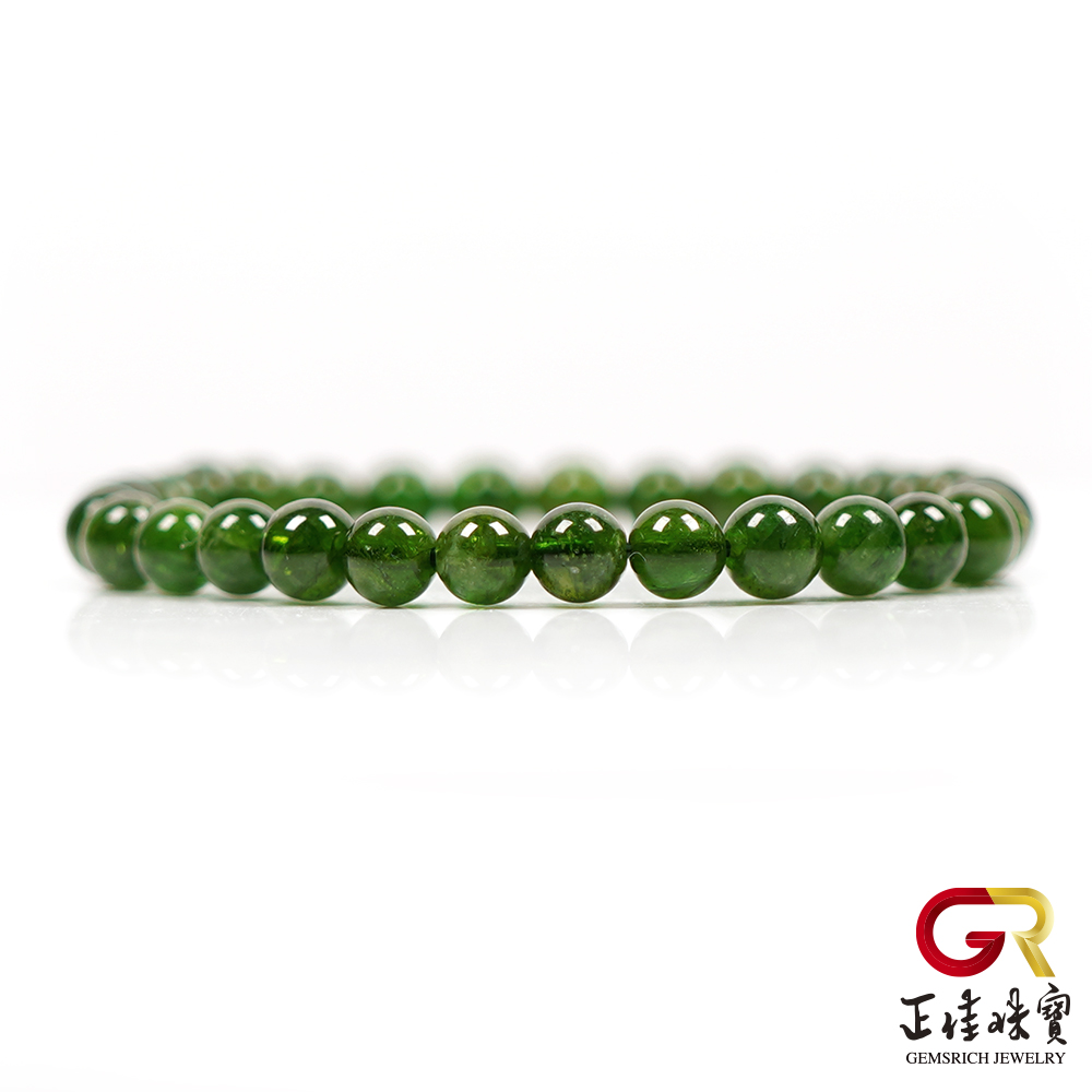 正佳珠寶 透輝石頂級翠綠5.4-5.7mm手珠(日本彈力繩)