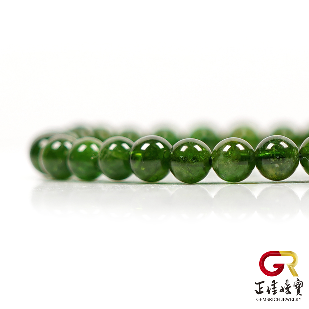 正佳珠寶 透輝石頂級翠綠5.4-5.7mm手珠(日本彈力繩)