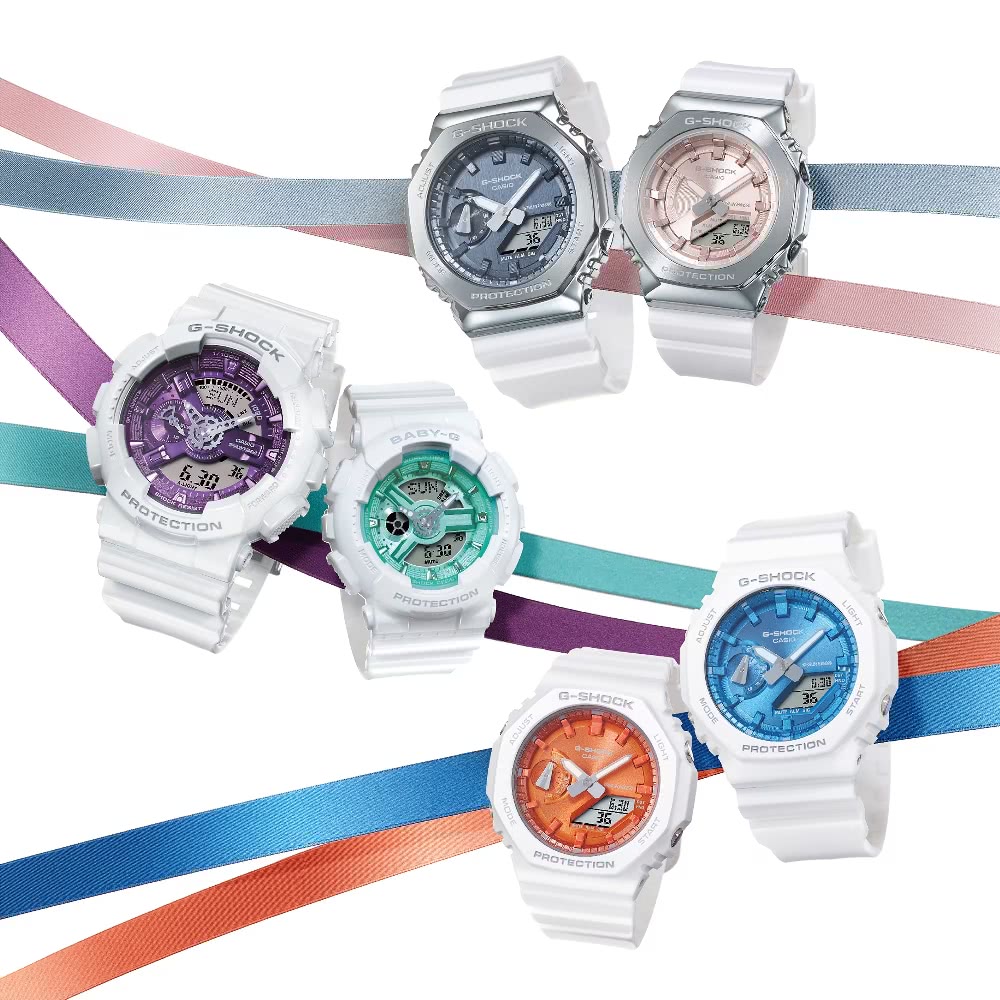 CASIO 卡西歐 季節系列冬季光彩繽紛對錶系列時尚腕錶 甜