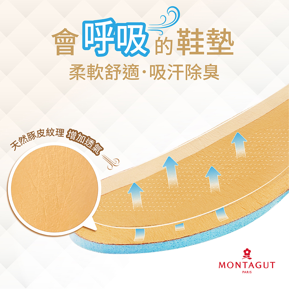 MONTAGUT 夢特嬌 2入組 高級真皮機能乳膠鞋墊/透氣