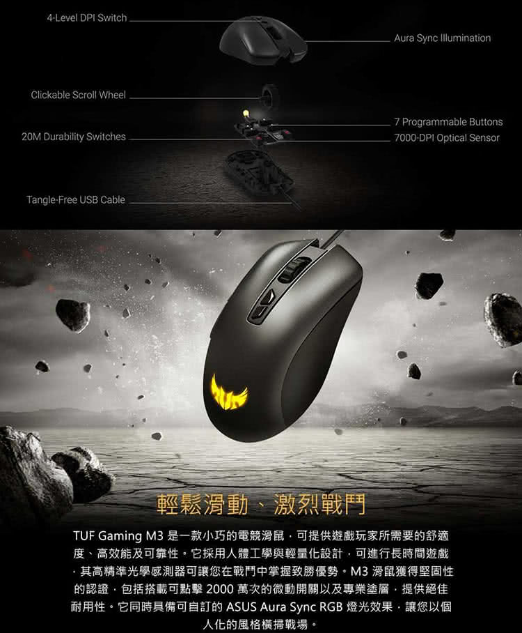 ASUS 華碩 TUF Gaming M3 有線電競滑鼠優惠
