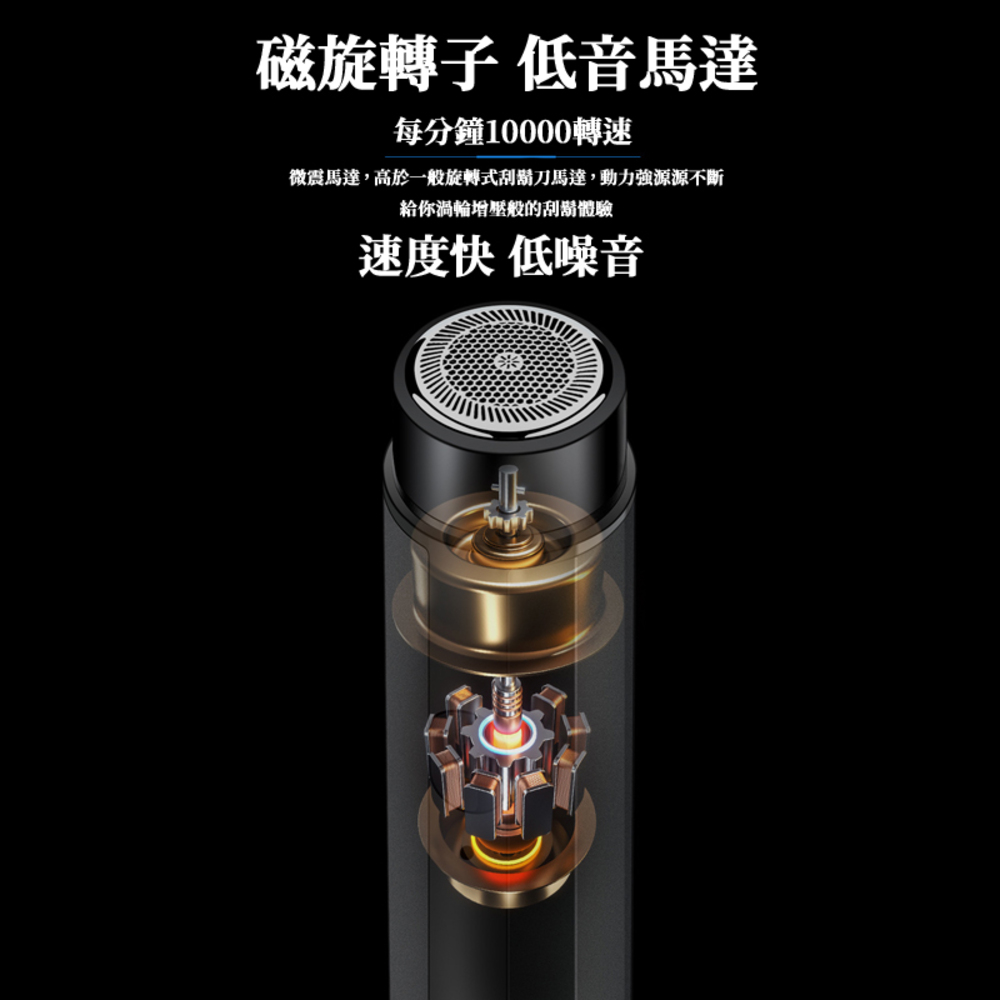 磁旋轉子 低音馬達 每分鐘10000轉速 微震馬達,高於一般旋轉式刮鬍刀馬達,動力強源源不斷 給你渦輪增壓般的刮鬍體驗 速度快 低噪音 