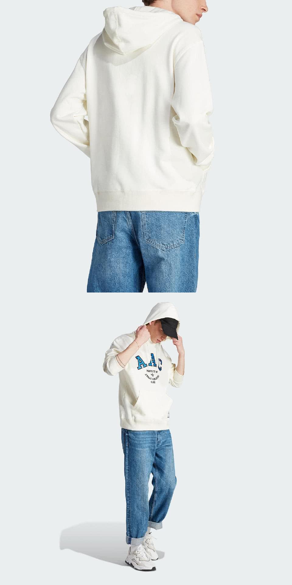 adidas 愛迪達 帽T AAC Hoodie 米白 藍 