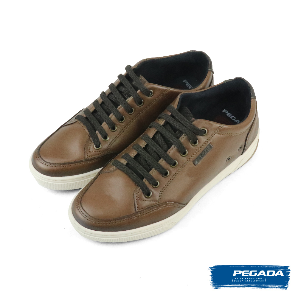 PEGADA 巴西厚底皮質綁帶休閒鞋 棕色(118901-B