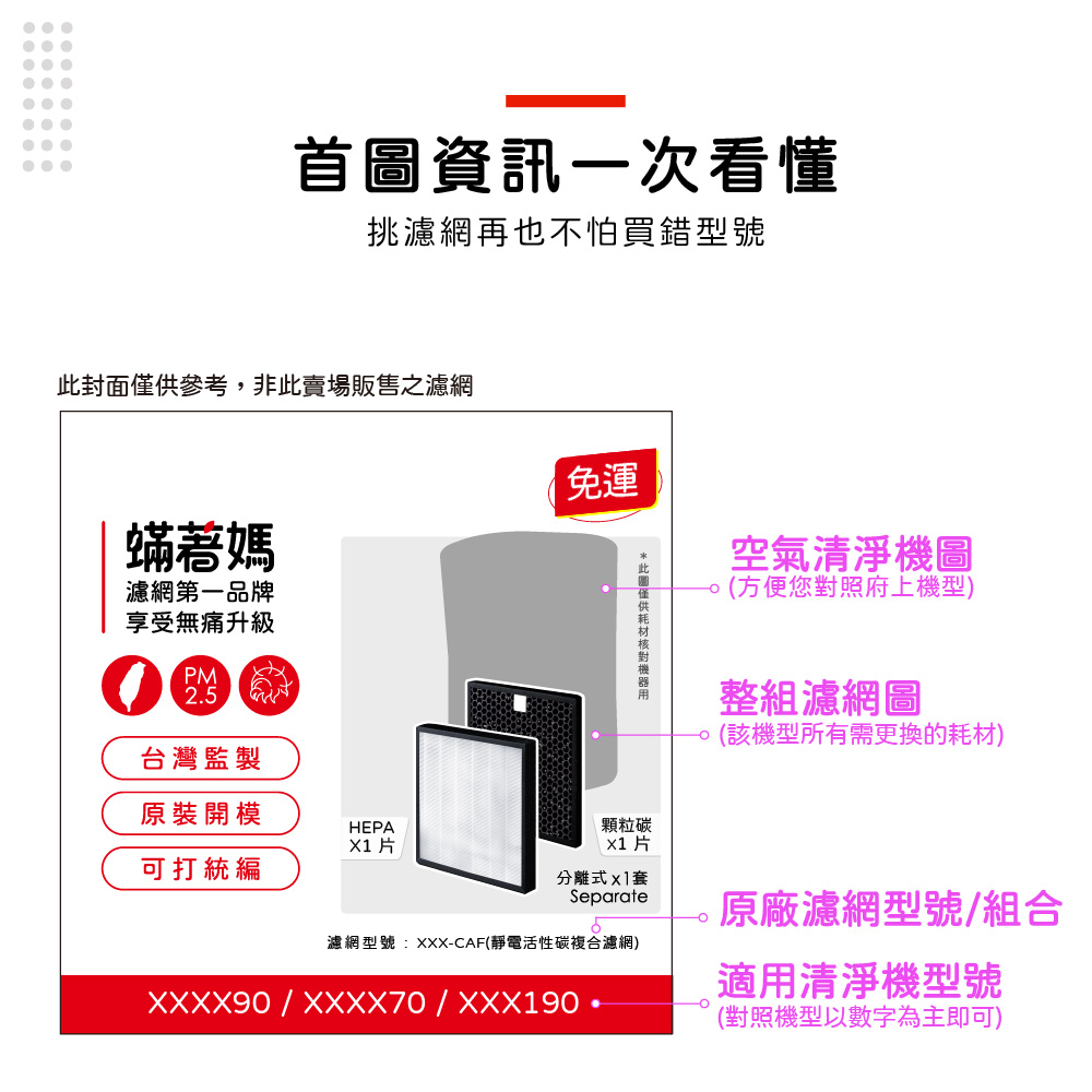 蟎著媽 濾網2入優惠組(適用 無印良品 空氣清淨機 MJ-A