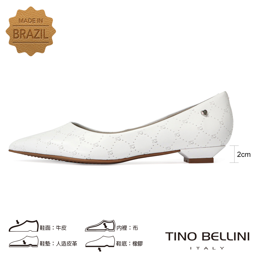 TINO BELLINI 貝里尼 巴西進口菱格紋尖頭低跟鞋F