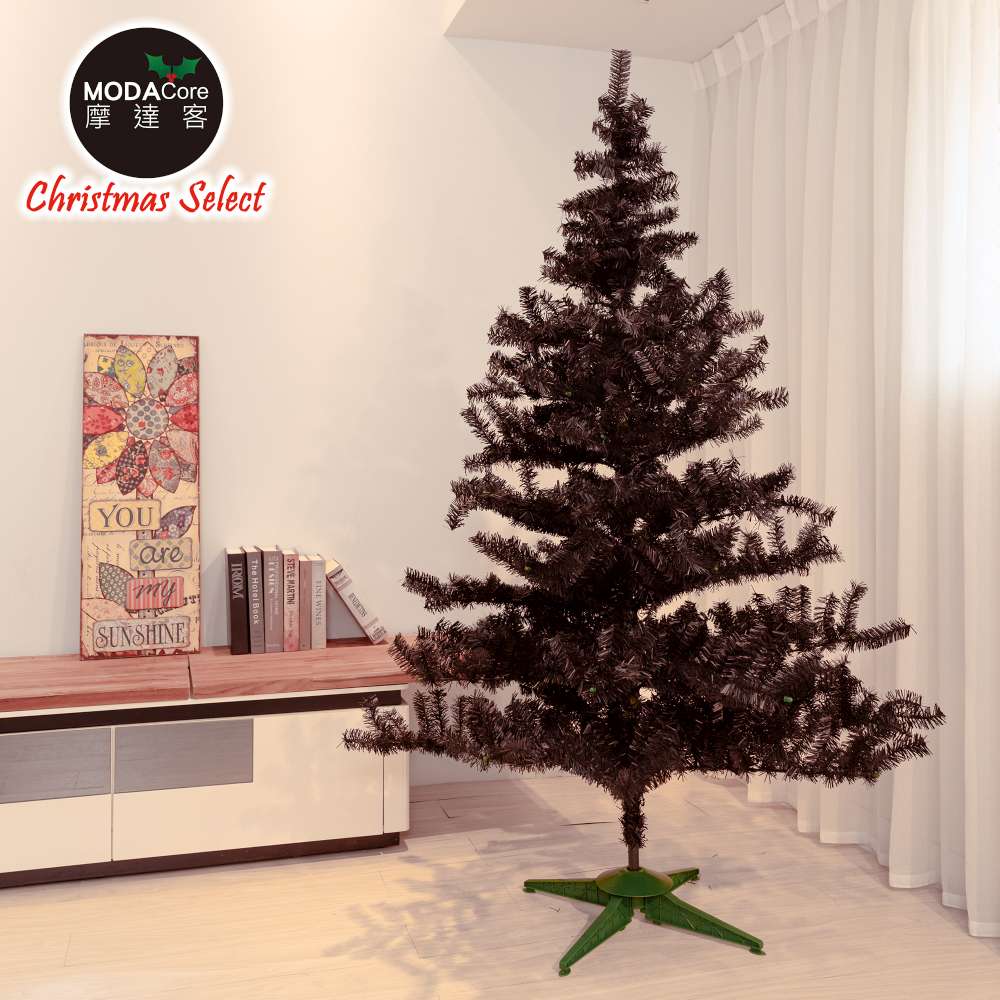 摩達客 台製8尺/8呎-240cm特仕幸福型黑色聖誕樹裸樹-